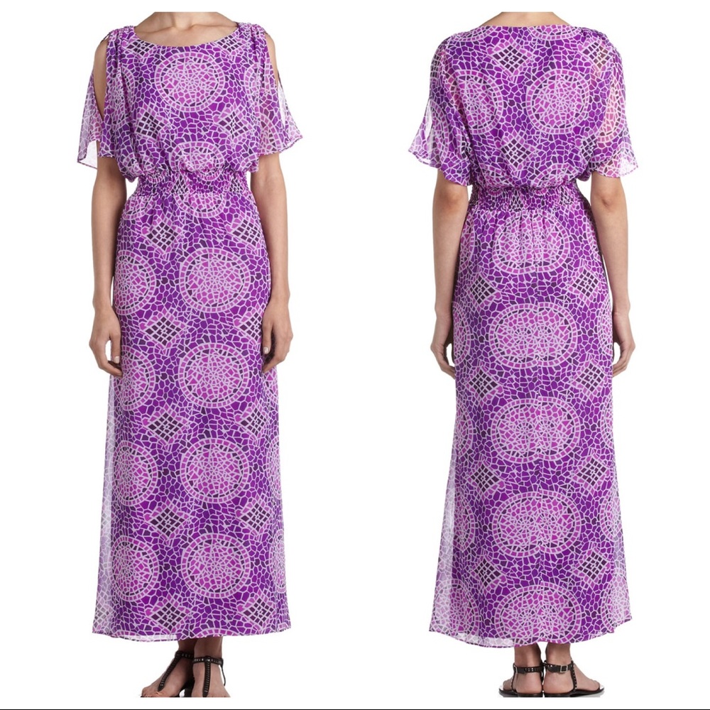 Laundry Amethyst Geo Mosaic Print Long Maxi Dress